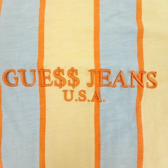 GUESS ASAP Rocky Vintage Striped Short Sleeve Ringer T-shirt 90s Streetwear‎ Y2k - Picture 5 of 9